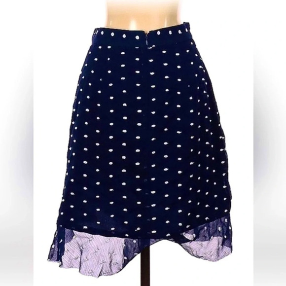 Hutch | Anthropologie Navy & White Polka Dot Ruffle Skirt Size 2 XS Pinup Retro - Picture 7 of 7